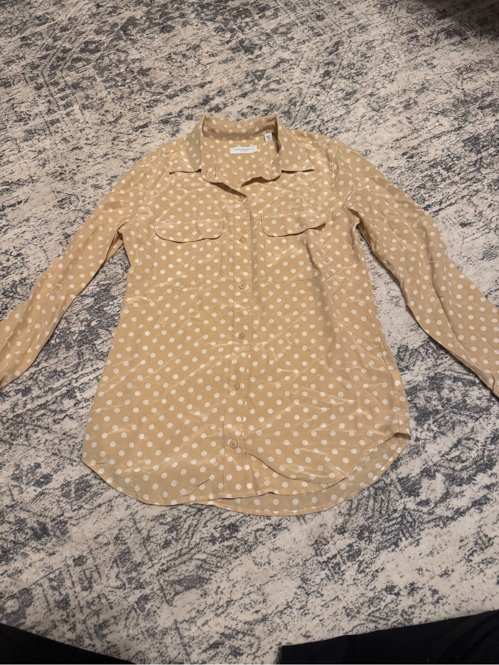 Equipment Beige Polka Dot Button-Down Shirt